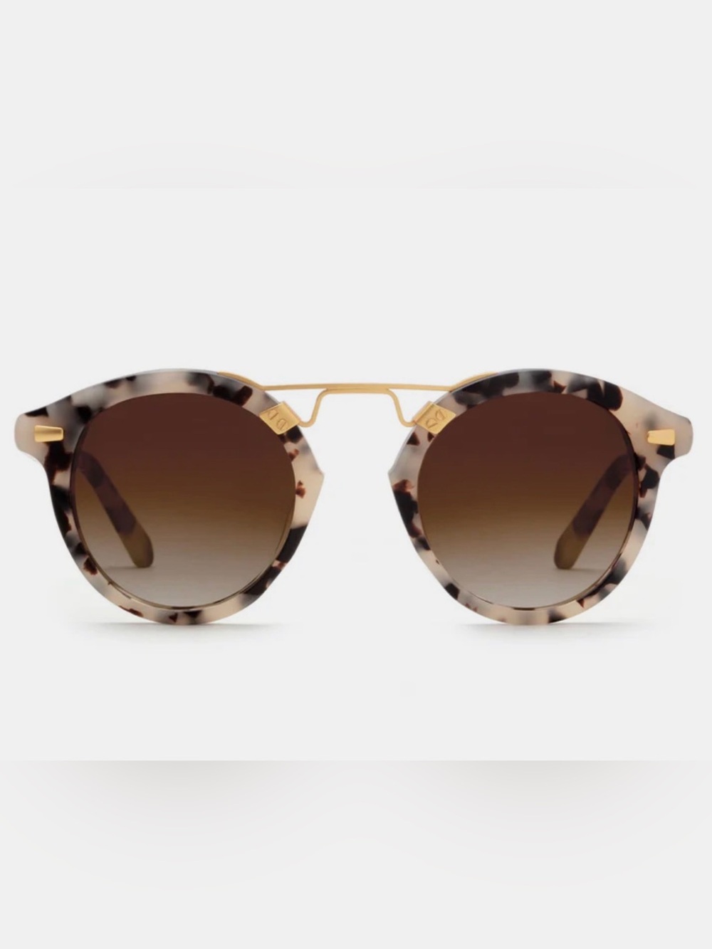 KREWE STL II Matte Oyster 24k Gold Tortoiseshell Round Sunglasses